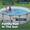 Bestway Steel Pro MAX 14' x 48" Above Ground Pool, Round Metal Frame Outdoor Swimming Pool Set with Filter Pump, Ladder, and Cover, Gray Stone Print Bestway Steel Pro MAX 14' x 48" Above Ground Pool, Round Metal Frame Outdoor Swimming Pool Set with Filter Pump, Ladder, and Cover, Gray Stone Print