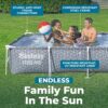 Bestway Steel Pro 12' x 6' 7" x 26" Rectangle Above Ground Outdoor Swimming Pool Set with DuraPlus Liner and FrameLink System, Gray (561FSE-BW)