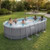 Bestway Steel Pro MAX 18' x 9' x 48" Above Ground Pool, Oval Metal Frame Outdoor Swimming Pool Set with Filter Pump, Ladder, and Cover, Gray Bestway Steel Pro MAX 18' x 9' x 48" Above Ground Pool, Oval Metal Frame Outdoor Swimming Pool Set with Filter Pump, Ladder, and Cover, Gray