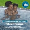 Bestway Steel Pro 12' x 6' 7" x 26" Rectangle Above Ground Outdoor Swimming Pool Set with DuraPlus Liner and FrameLink System, Gray (561FSE-BW)