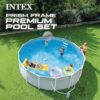 INTEX Prism Frame 15 ft x 48 in Above Ground Pool Set, Round Swimming Pool with Steel Frame, 1000 GPH Cartridge Filter Pump, Ladder, Cover, & Ground Cloth
