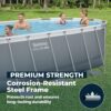 Bestway Steel Pro MAX 18' x 9' x 48" Above Ground Pool, Oval Metal Frame Outdoor Swimming Pool Set with Filter Pump, Ladder, and Cover, Gray Bestway Steel Pro MAX 18' x 9' x 48" Above Ground Pool, Oval Metal Frame Outdoor Swimming Pool Set with Filter Pump, Ladder, and Cover, Gray