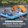 Bestway CoolerZ Tropical Breeze Party Island, Large 6 Person Adult Inflatable Lounger Lake Float, Blue/Orange