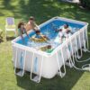 INTEX 26769EH 13ft X 6.5ft x 48in Prism Frame Clearview Rectangular Above Ground Swimming Pool Set with 530 GPH Cartridge Filter Pump, Ground Cloth, Pool Cover