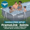 Bestway Steel Pro 12' x 6' 7" x 26" Rectangle Above Ground Outdoor Swimming Pool Set with DuraPlus Liner and FrameLink System, Gray (561FSE-BW)