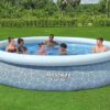 Bestway Fast Set 13' x 33" Round Inflatable Above Ground Swimming Pool Set, Outdoor Family Pool with Filter Pump, Rattan Print