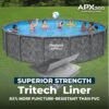 Bestway APX 365 16' x 48" Above Ground Pool, Round Metal Frame Outdoor Swimming Pool Set with Sand Filter Pump, Ladder, and Cover, Dark Marble