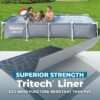 Bestway Steel Pro 12' x 6' 7" x 26" Rectangle Above Ground Outdoor Swimming Pool Set with DuraPlus Liner and FrameLink System, Gray (561FSE-BW)