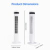 EDX Bladeless Tower Fan for Bedroom, 25ft/s High Velocity 28dB Quiet DC Fan, 5 Speeds 4 Modes, 12H Timer 64°Oscillating, Remote Standing Fan for Home Office Indoor, White