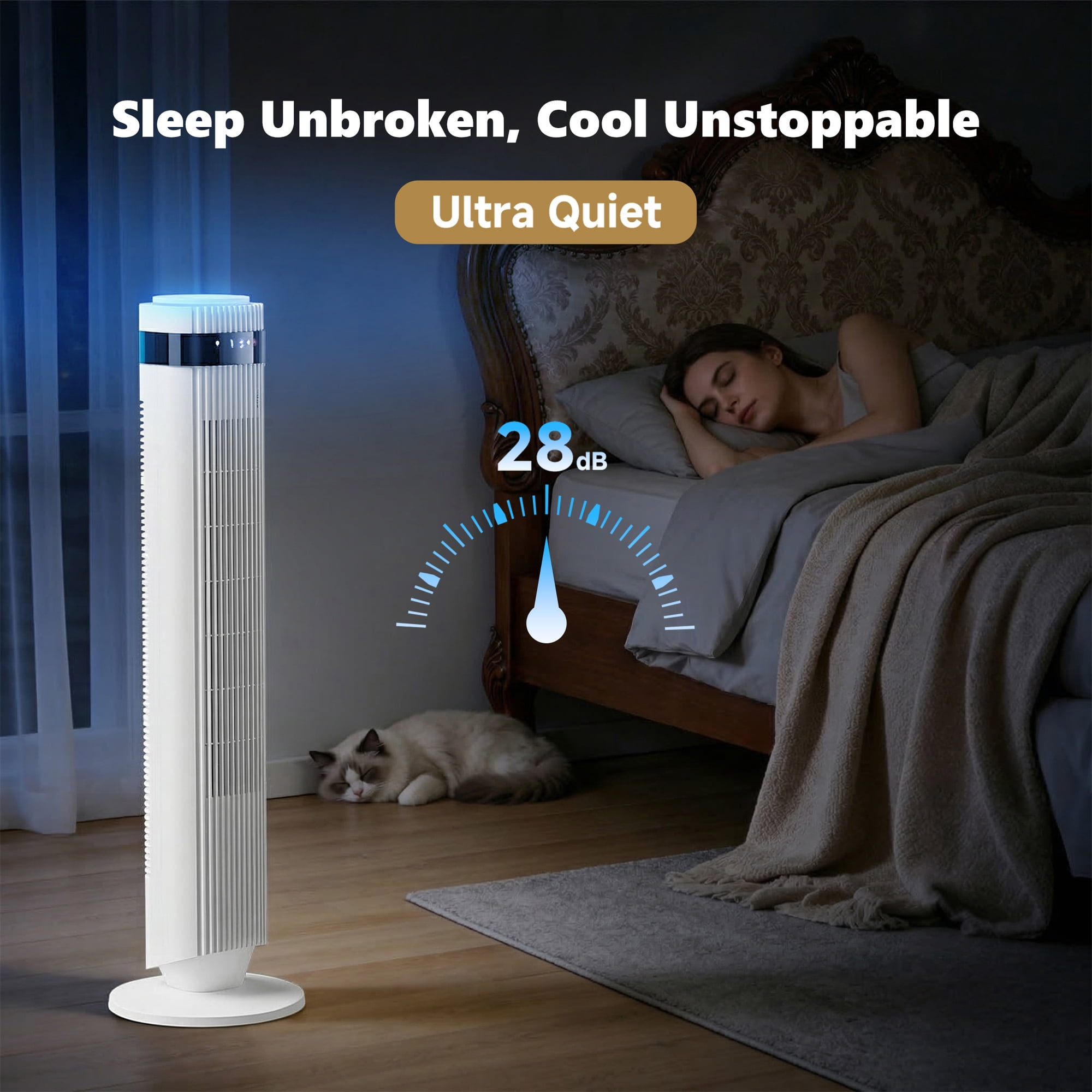 9afa4ea2-4142-47ea-b83a-436631b9efed.0a0c089fb2ca0335a5f46b7fba4c7973.jpeg SHOUFTW 36 inch Tower Fan with Remote Control, Oscillating Bladeless Floor Fan, 5 Speeds and 4 Modes for Bedroom Home and Office, White