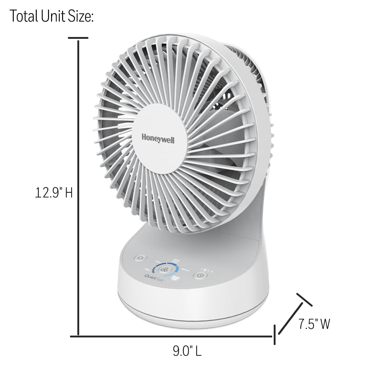 9c1906cf-7fb7-40fd-93c9-de02a7b9fcd7.dc7ade7b57fc9bf3a9a33a9e505a731a.jpeg Honeywell QuietSet 9" Oscillating Table Fan, 5 Speeds, White, Small Room Fan with Quiet Operation