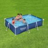 Bestway Steel Pro 9 Feet 10 Inch x 6 Feet 7 Inch x 26 Inch Rectangle Above Ground 872 Gallon Pool Set with DuraPlus Liner and FrameLink System (26-56404-new)