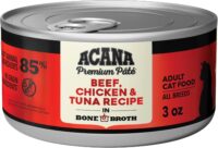 ACANA Beef, Chicken + Tuna Recipe in Bone Broth Wet Cat Food, 3 oz., Case of 24