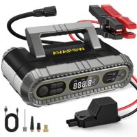 AVAPOW Car Jump Starter & Air Compressor, 2000A Peak Current for Gas and Diesel Engines, 150PSI Auto Shut-Off Tire Inflator, Power Bank + LED Emergency Light, Portable Highway Savior