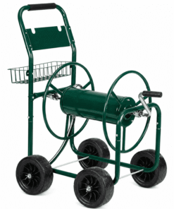 Alvantor Garden Hose Reel Cart, Heavy Duty Steel Water Hose Cart with 4 Wheels, Holds 229 ft 5/8 in Hose, Green