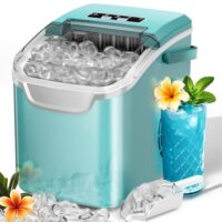 Auseo Countertop Ice Maker, 2 Sizes of Bullet Ice, 26Lbs/24H, 8 Ice Cubes in 6 Mins, Portable Ice Machine with Self-Cleaning for Home/Party/Travel/Camping (Light Green)