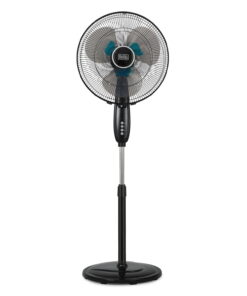 BLACK+DECKER 16-In. 3-Speed Dual-Blade Oscillating Stand Fan with Remote, Black, BFSD116B