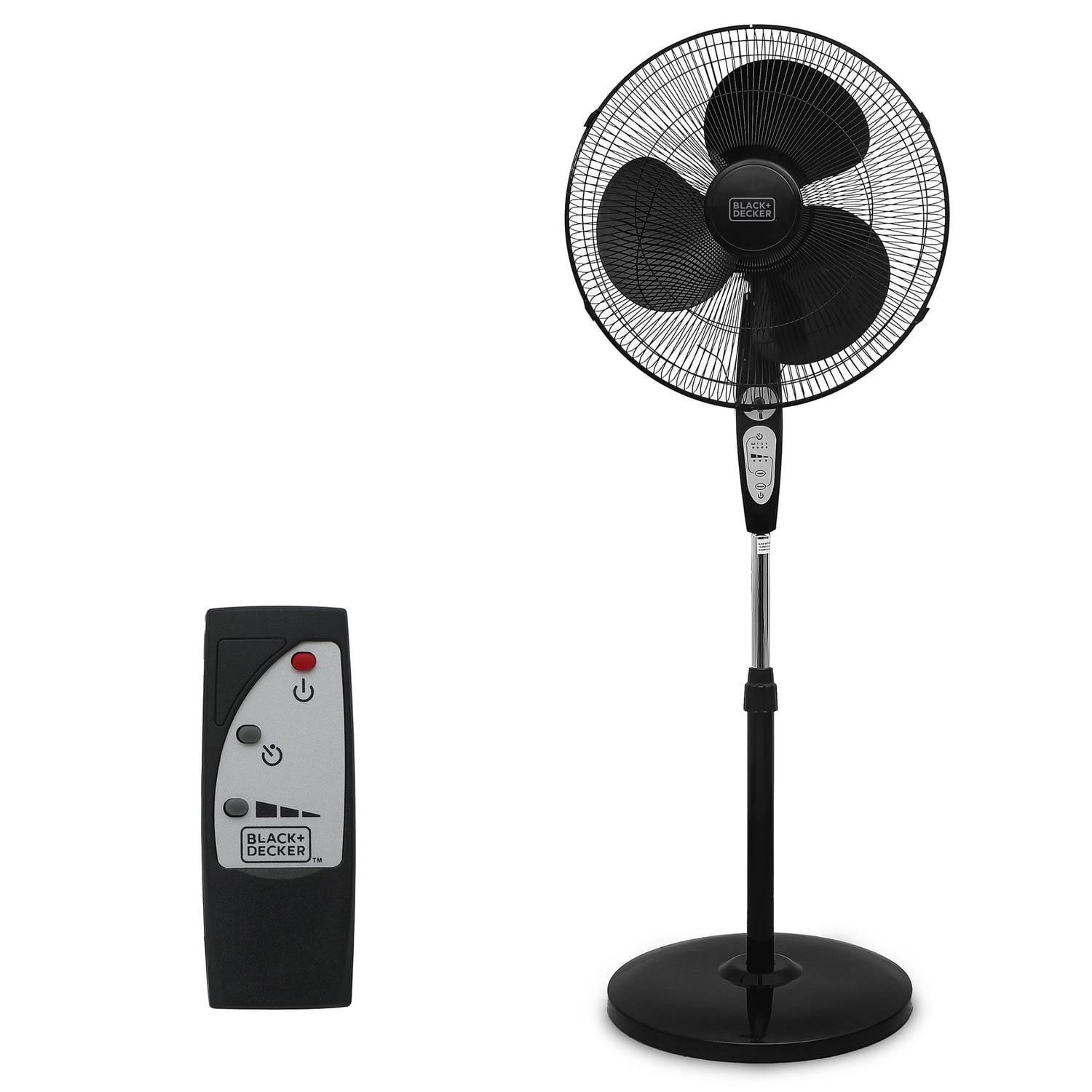 BLACK+DECKER 18-In. 3-Speed Oscillating Stand Fan with Remote, BFSR18 (Black)