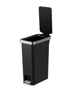 Better Homes & Gardens Slim Kitchen Trash Can, 10.5 Gallon Plastic Step Garbage Bin with Soft Close Lid, Black