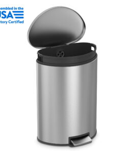 Better Homes & Gardens Kitchen Trash Can, 14.5 Gallon Stainless Steel Semi Round Step Garbage Bin with Soft Close Lid, Silver