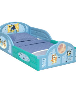 Bluey Sleep and Play Toddler Bed with Built-In Guardrails by Delta Children