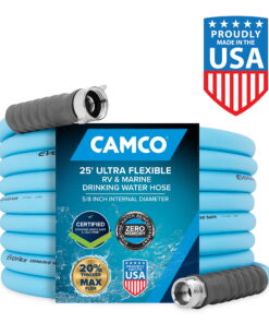 Camco 25-Foot EvoFlex RV Drinking Water Hose with Stainless Steel Strain Reliefs (22594)