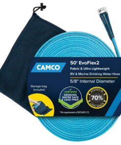 Camco EvoFlex2 50-Foot RV Drinking Water Hose - 5/8-Inch Inner Diameter, Blue (22579)