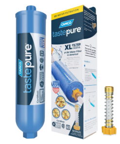 Camco TASTEPURE XL RV Water Filter and Hose Protector - 6-Step Water Filtration - Blue (40019)