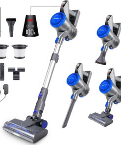 CareVac Cordless Stick Vacuum Cleaner Lightweight for Carpet Hard Floor Pet Hair Led Display (Gray)