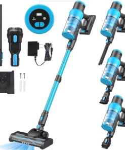 CareVac Cordless Stick Vacuum Cleaner Lightweight for Carpet Hard Floor Pet Hair Led Display V11 (Blue)