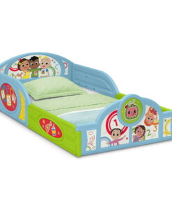 CoComelon Sleep and Play Toddler Bed with Built-In Guardrails by Delta Children, Blue/Multi