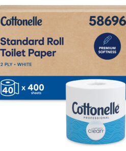 Cottonelle® Professional CleanCare Standard Roll Bulk Toilet Paper (58696), 2-Ply, White, Individually Wrapped (400 Sheets/Roll, 40 Rolls/Case, 16,000 Sheets/Case)