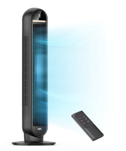 DREO 36" Tower Fans for Home, 90° Oscillating Fan, 24 Ft/s High Velocity, Standing Fan with Remote Control, LED Display, 4 Speeds, 4 Modes, 8H Timer, Quiet for Bedroom, Office