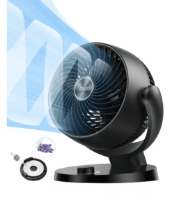 DREO 7-Inch Portable Oscillating Table Fan, 70ft of Powerful Airflow, 120-degree Manual Tilt, 3-speeds, Black