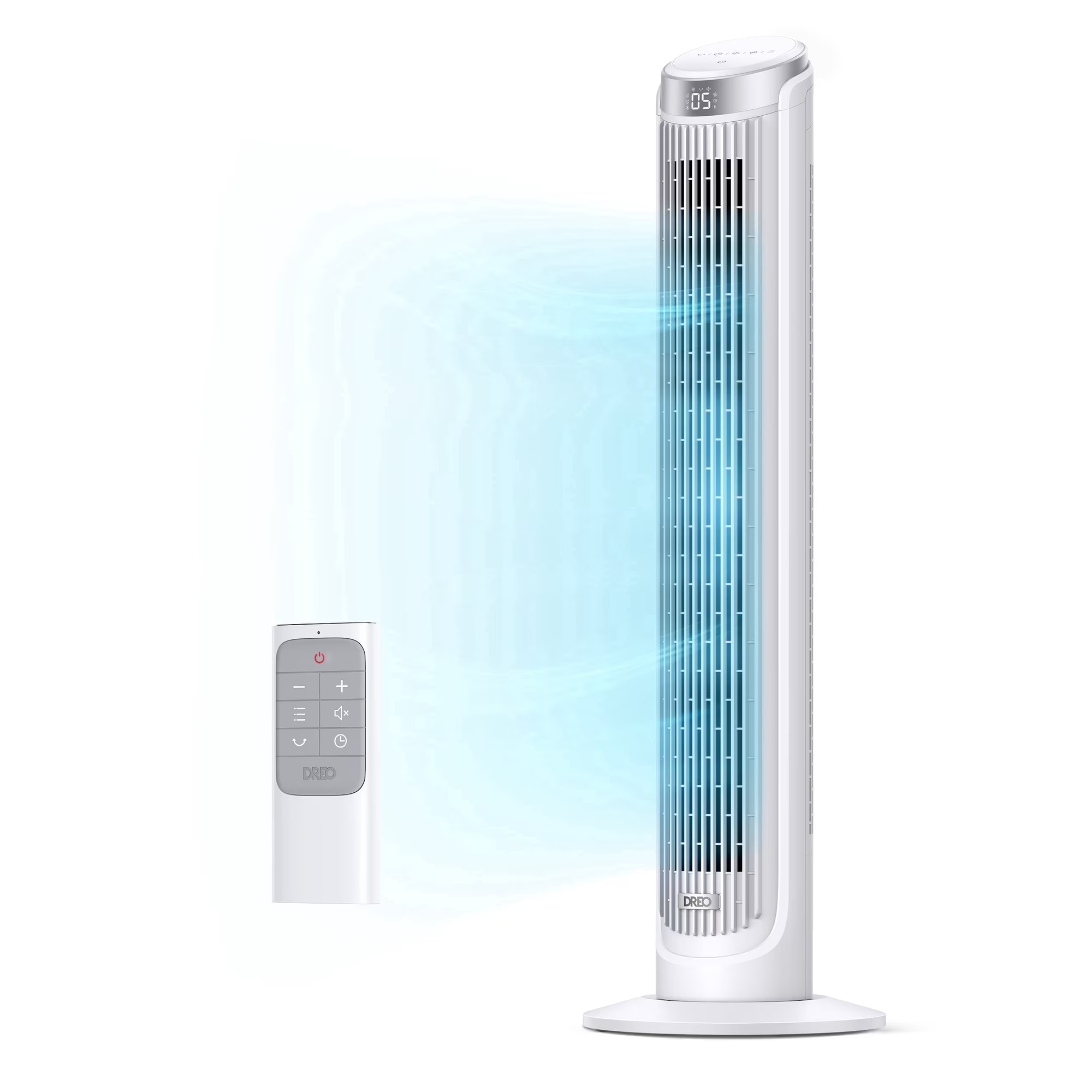 DREO Tower Fan for Home 40 inch, 90° Oscillating Bladeless Fan with Remote, 5 Speeds, 4 Modes, 12H Timer, LED Display with Touch Control, Quiet Floor Fan for Bedroom, White DREO Tower Fan for Home 40 inch, 90° Oscillating Bladeless Fan with Remote, 5 Speeds, 4 Modes, 12H Timer, LED Display with Touch Control, Quiet Floor Fan for Bedroom, White