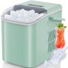 EDX Countertop Ice Maker, Self-Cleaning Portable Ice Maker Machine with Handle and Ice Scoop, Bullet Ice Cubes, 9Pcs 6Min 26.5Lbs 24H for Home Kitchen Bar Party, Green