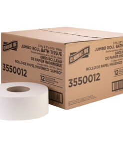 Genuine Joe Jumbo Roll Dispenser Bath Tissue, 2 Ply, 8.88" Roll Diameter, White - 12 Roll Carton