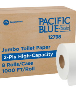 Pacific Blue Basic by Georgia-Pacific PRO Jumbo Jr 2-Ply High-Capacity Toilet Paper, White, 1000 Feet Per Roll, 8 Toilet Tissue Rolls Per Case, 12798