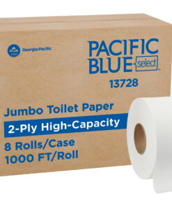 Pacific Blue Select by Georgia-Pacific PRO Jumbo Jr 2-Ply High-Capacity Toilet Paper, White, 1000 Feet Per Roll, 8 Toilet Tissue Rolls Per Case, 13728