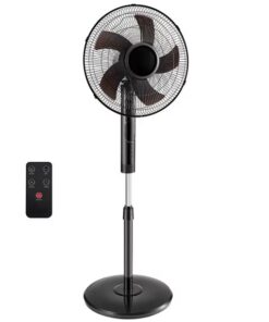Gianna Quiet Pedestal Fan with Remote, Standing Floor Fan for Bedroom, Home Office - 15H Timer, 3 Speed & 3 Wind Modes, 80°Oscillating, Adjustable Height，Black