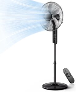 Goosiay 16" Oscillating Pedestal Fan with Remote Control, 10H Timer Stand up Fan, Ultra Quiet Fan for Bedroom Home Office