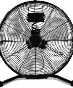 HealSmart 3-Speed High Velocity Heavy Duty Metal Industrial Floor Fans Oscillating Quiet for Home, Commercial, Residential, and Greenhouse Use, Outdoor and Indoor, Black, 20"