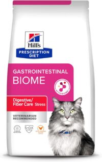 Hill's Prescription Diet Gastrointestinal Biome Stress Digestive/Fiber Care with Chicken Dry Cat food, 4 lbs.