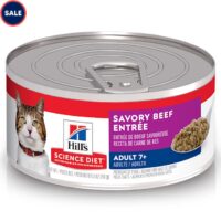 Hill's Science Diet Adult 7+ Savory Beef Entree Canned Wet Cat Food, 5.5 oz., Case of 24