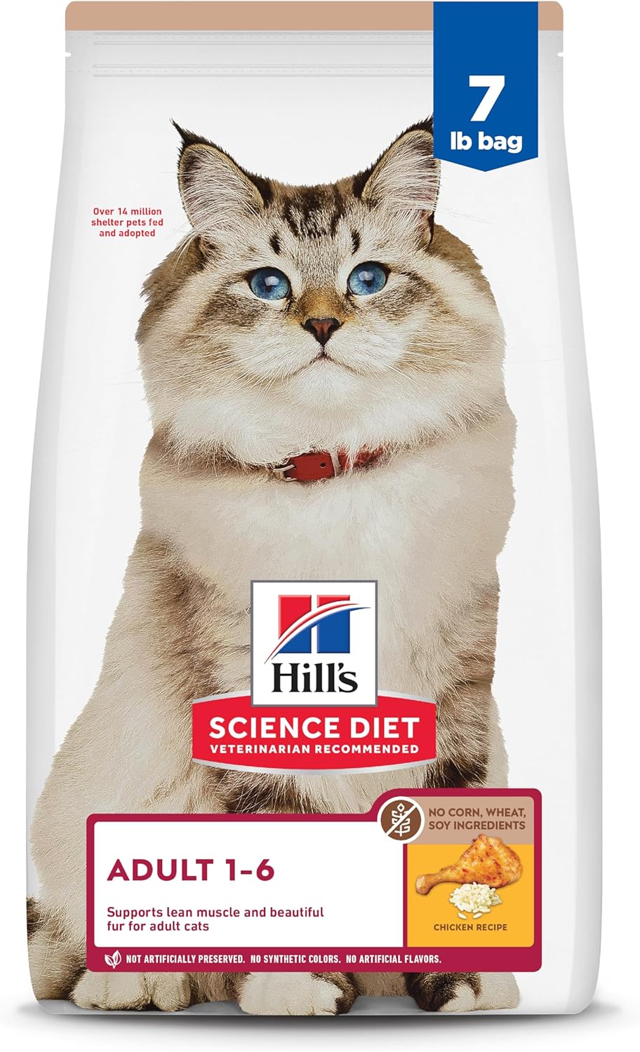 Hill's Science Diet Adult No Corn, Wheat or Soy Chicken Dry Cat Food, 7 lbs. Hill's Science Diet Adult No Corn, Wheat or Soy Chicken Dry Cat Food, 7 lbs.