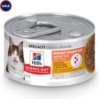Hill's Science Diet Adult Perfect Digestion Chicken, Vegetable & Rice Stew Canned Cat Food, 2.9.oz., Case of 24