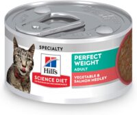 Hill's Science Diet Adult Perfect Weight Vegetable & Salmon Medley Canned Cat Food, 2.9 oz., Case of 24