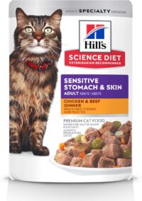 Hill's Science Diet Adult Sensitive Stomach & Sensitive Skin Chicken & Beef Cat Food, 2.8 oz., Case of 24