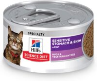Hill's Science Diet Adult Sensitive Stomach & Sensitive Skin Duck & Vegetable Entree Wet Cat Food, 2.9 oz., Case of 24
