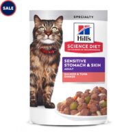 Hill's Science Diet Adult Sensitive Stomach & Sensitive Skin Salmon & Tuna Cat Food, 2.8 oz., Case of 24